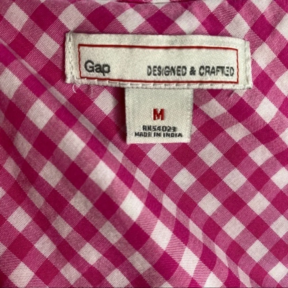 Gap Pink & White Gingham Print T-Shirt Dress Med - Picture 9 of 9